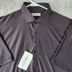 Collars & Co Polo Shirt Mens Large Featherweight Black Matrix Firm Dress Collar